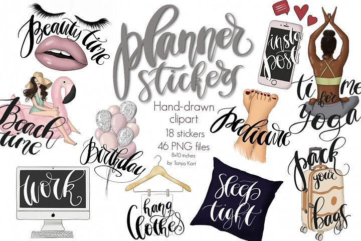 Planner Stickers Clipart Collection.