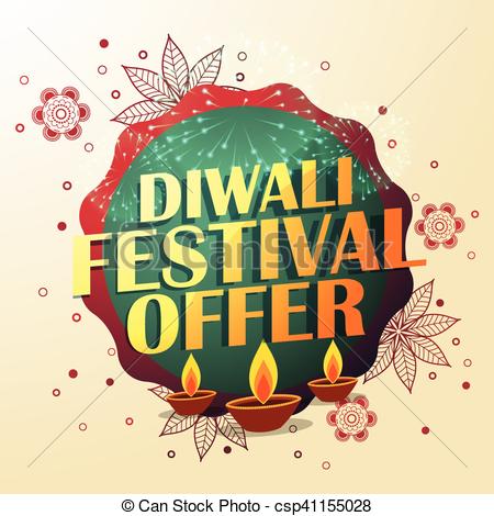 diwali festival offer with beautiful decoration and three diyas.