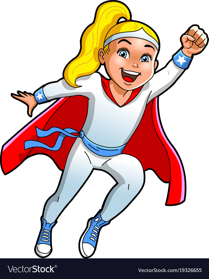 Teen girl superhero cartoon clipart.