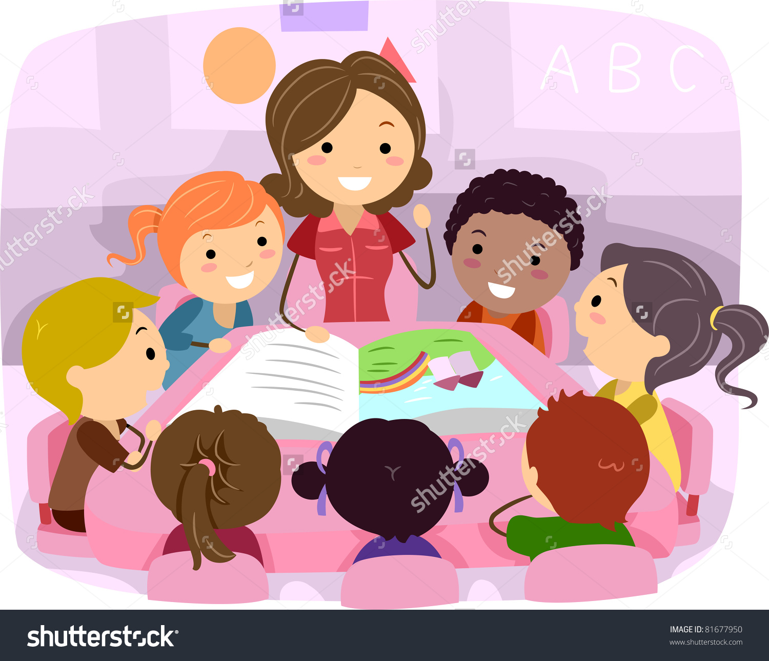 Illustration Kids Listening Story Stock Vector 81677950.