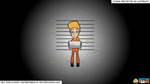 Clipart: A Woman Getting A Mug Shot In Prison on a White And Black Gradient  Background.