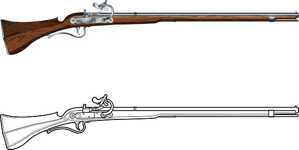 Antique Matchlock Musket Gun premium clipart.