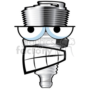 mean spark plug cartoon character clipart. Royalty.