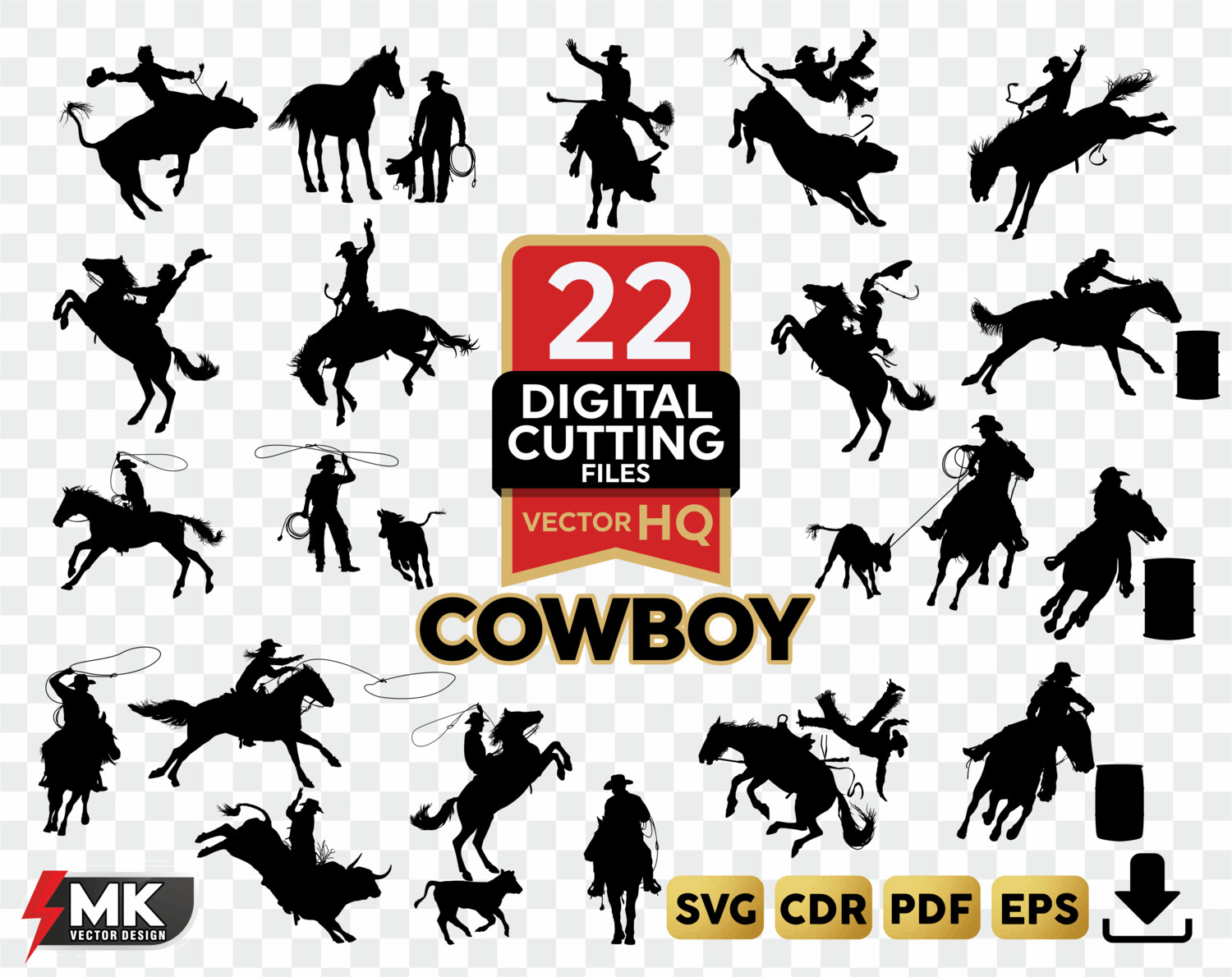 COWBOY SVG Silhouette Clipartsvgcut filesvinyl by SVGMKCreative.