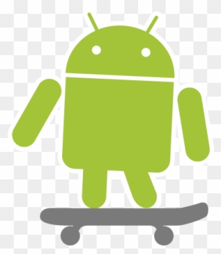 The Android Android Riding A Skateboard.