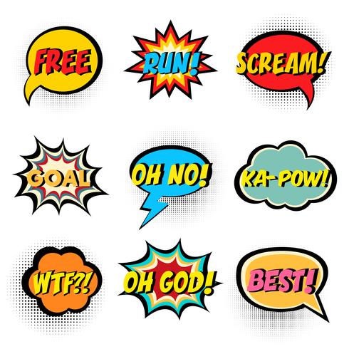 Comic book words. Comic speech bubble set.