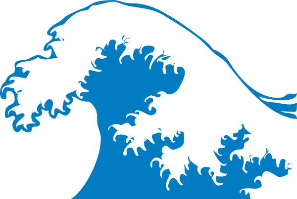 Free clipart line art crashing waves.