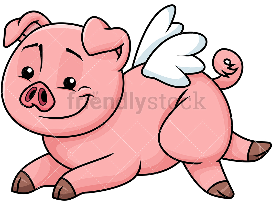 Cute Pig With Wings Like An Angel.