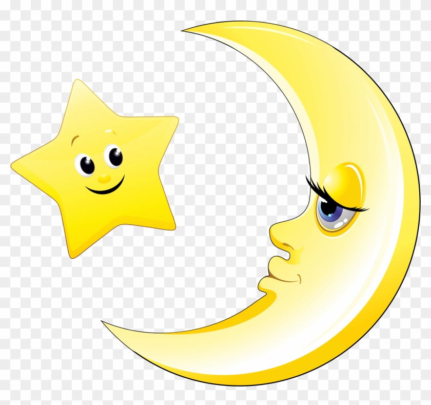 Transparent Cute Moon And Star Clipart Picture.