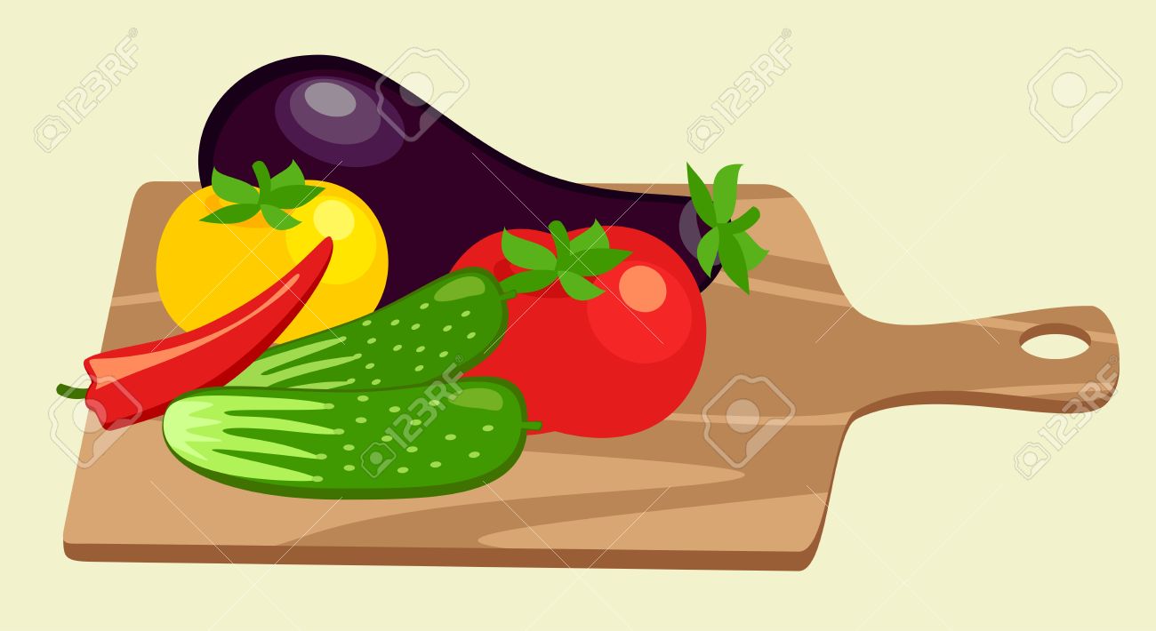 Cutting Board And Vegetables Royalty Free Cliparts, Vectors, And.