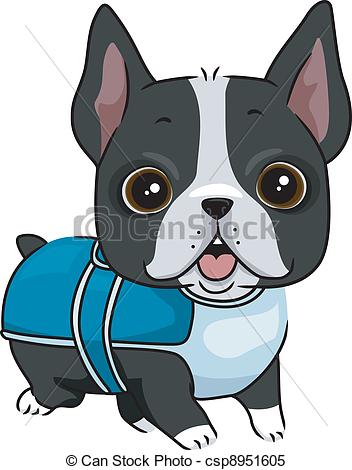 Dog in coat clipart.