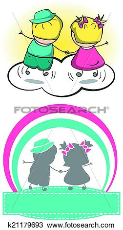 Clipart of Boy and girl Dudley. Vector illustration. k21179693.