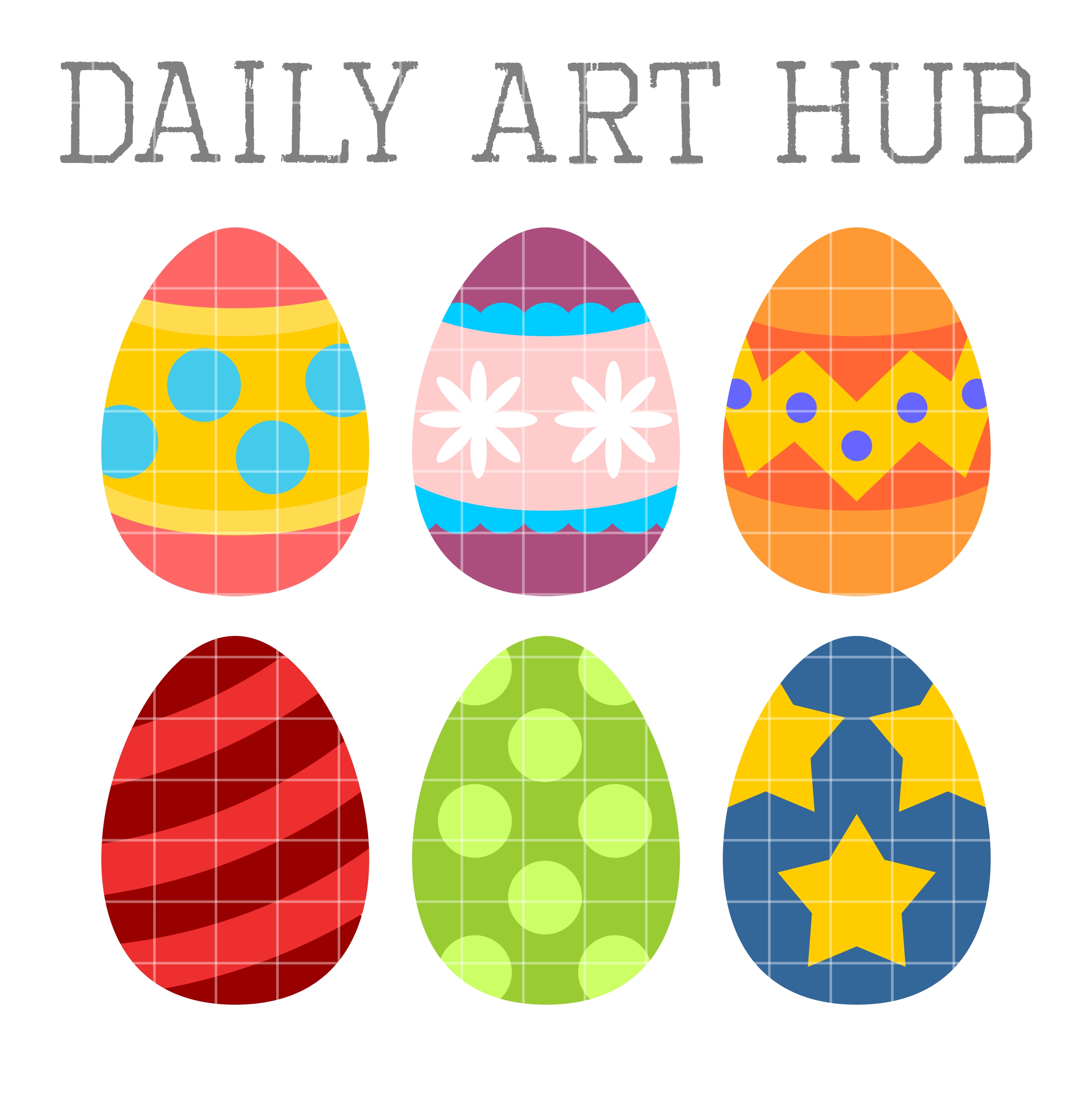 Cute Easter Eggs Clip Art Set.