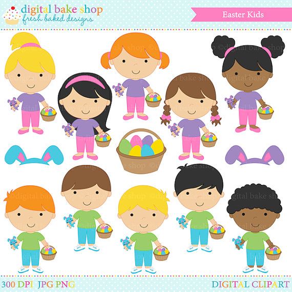 easter clipart clip art digital Easter Kids by.