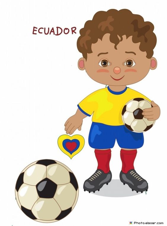 Ecuador National Jersey, Cartoon Soccer Player.