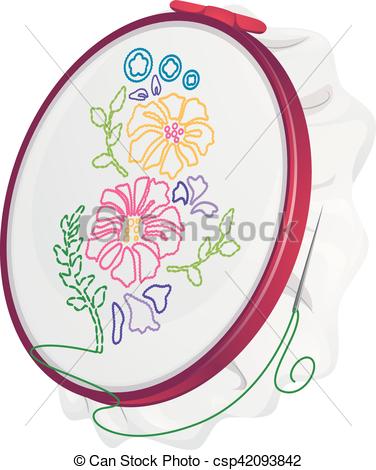 Flowers Hoop Needle Embroidery.