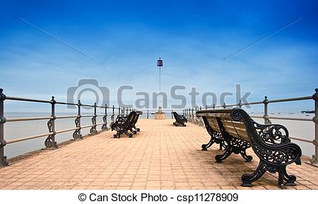 Stock Photography of Victorian era pier at English seaside resort.