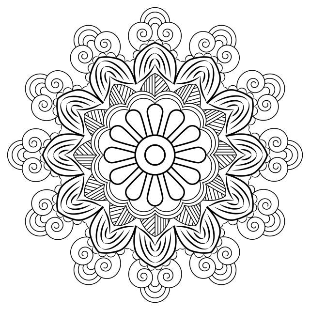 Floral Mandala Motive With Texture, Mandala, Decoration, Floral PNG.