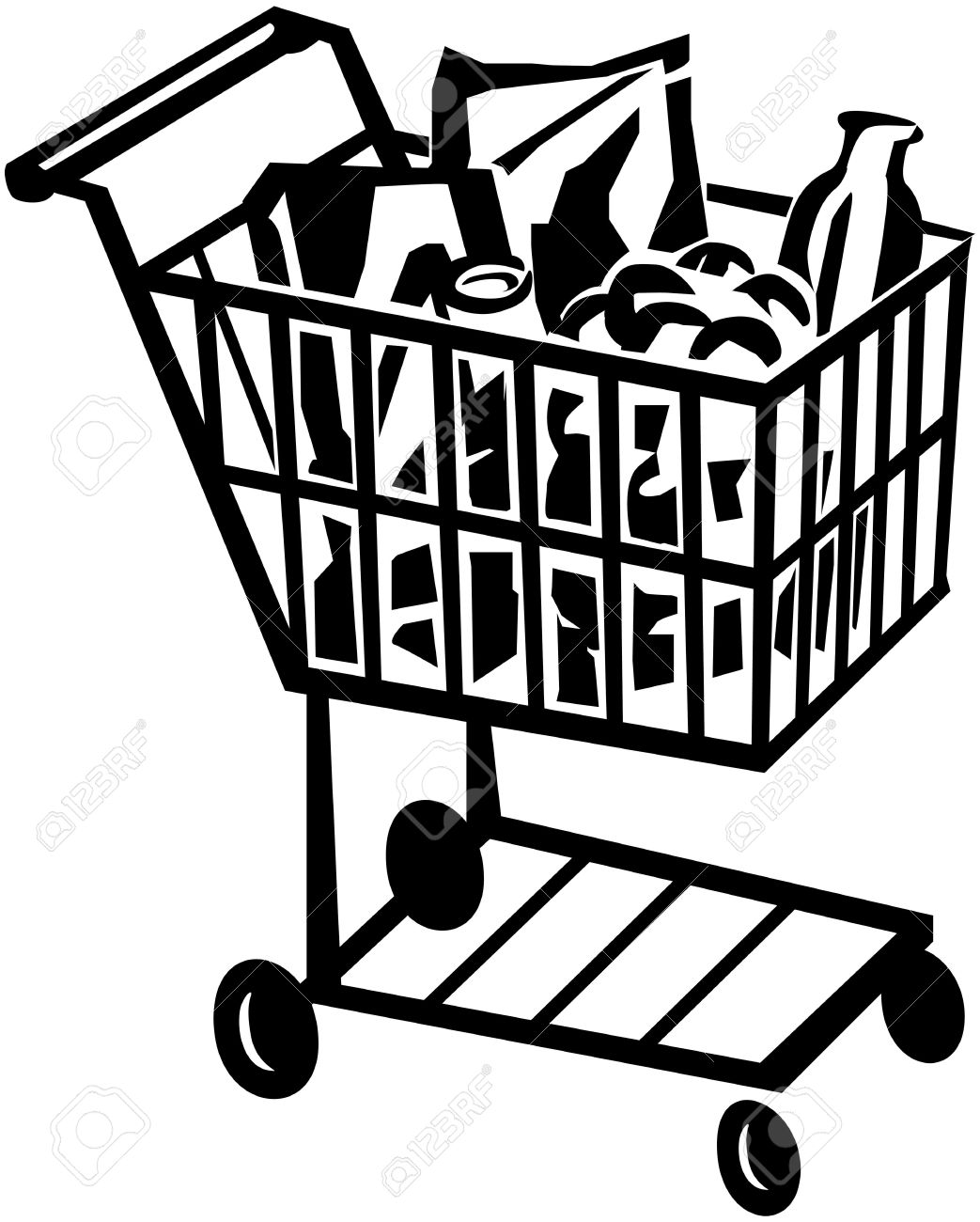 Shopping Cart Clipart Black And White.