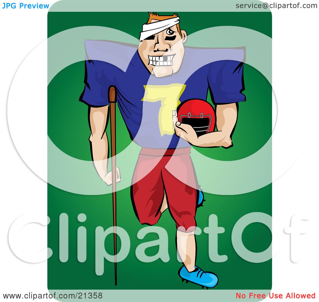 Clipart Illustration of a Grinning Injured Football Player With.