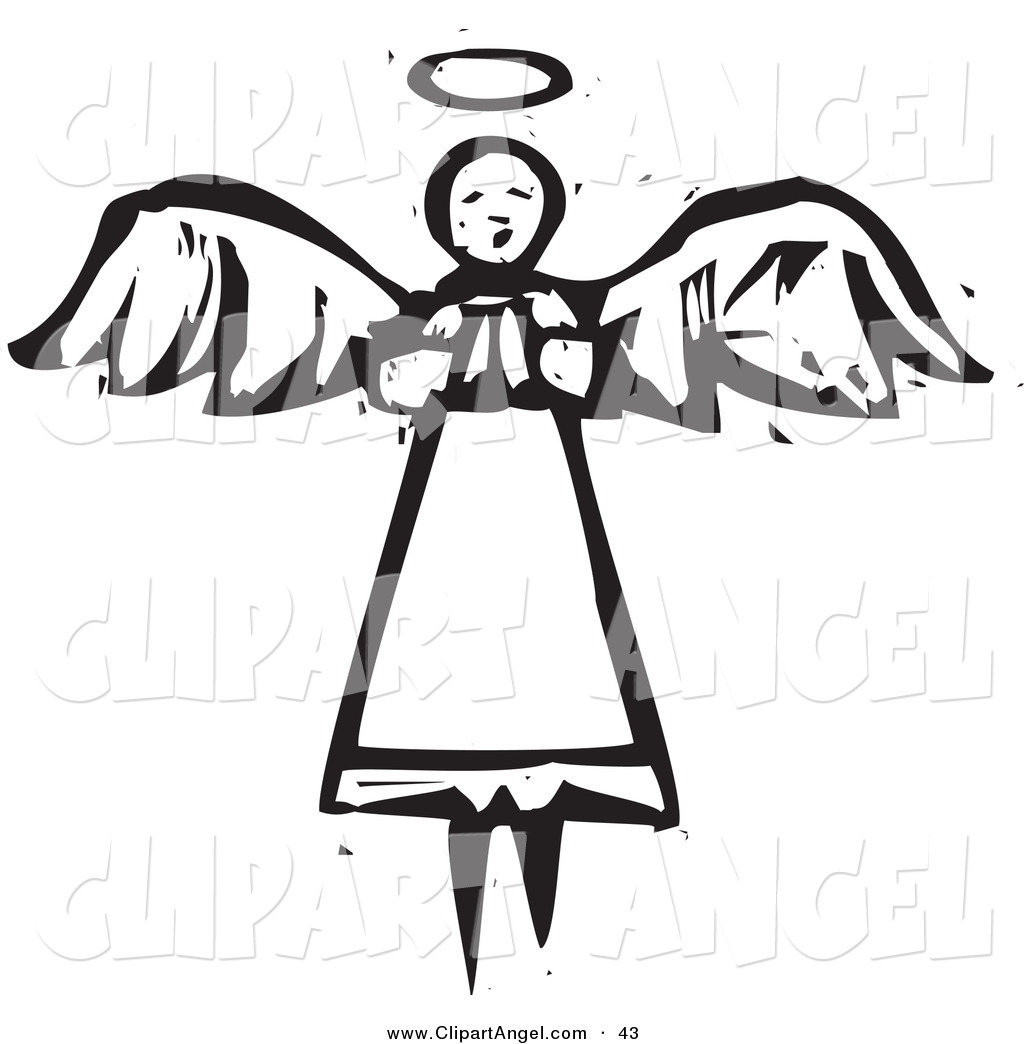 Flying Angel Clipart Black And White.