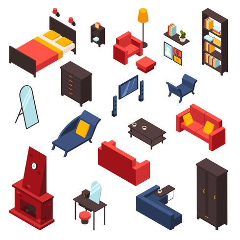 Living Room Furniture Icons Set.