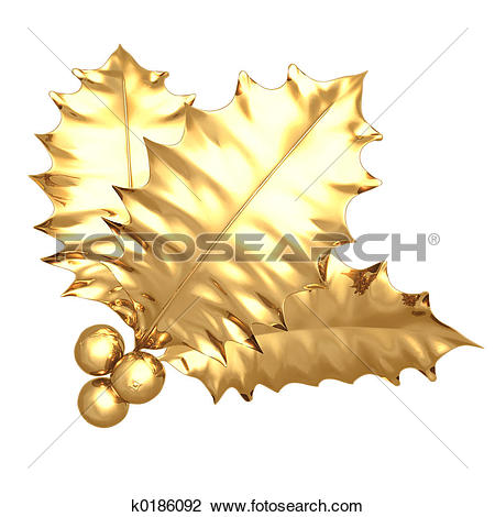 Clip Art of Gilded Holly k0186092.