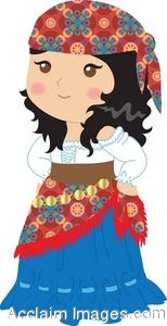 Clip Art Of A Little Gypsy Girl.