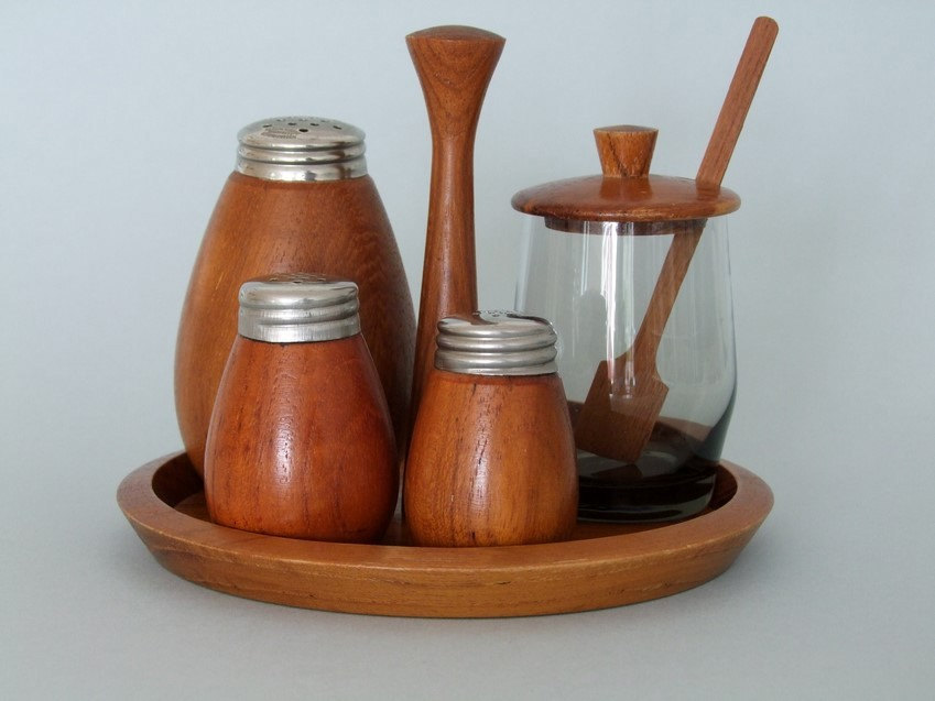 Teak salt and pepper.