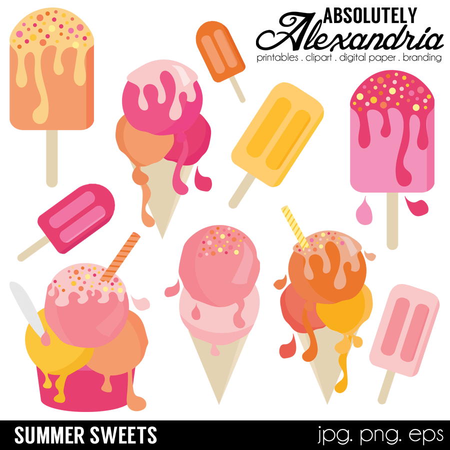 Summer Sweets Clipart Package WHAT'S INCLUDED: *All of the designs.