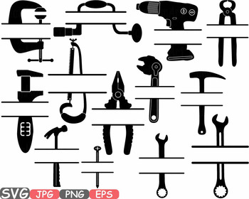 Split & Circle Mechanic Tools clipart frame frames Handyman hammer tool.