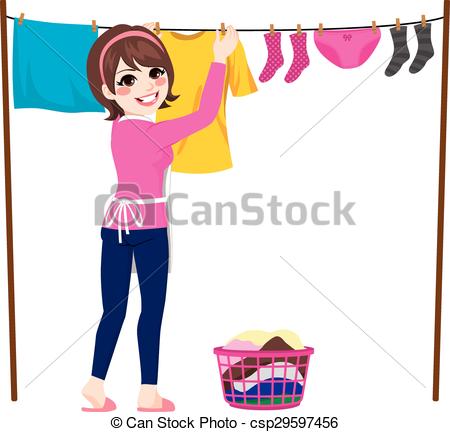 Hanging Laundry Clipart.