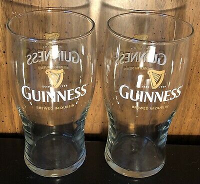 GUINNESS PINT GLASS Double Logo Harp Est 1759 Brewed in.