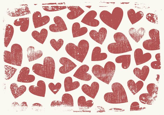 Grunge Style Hearts Background.