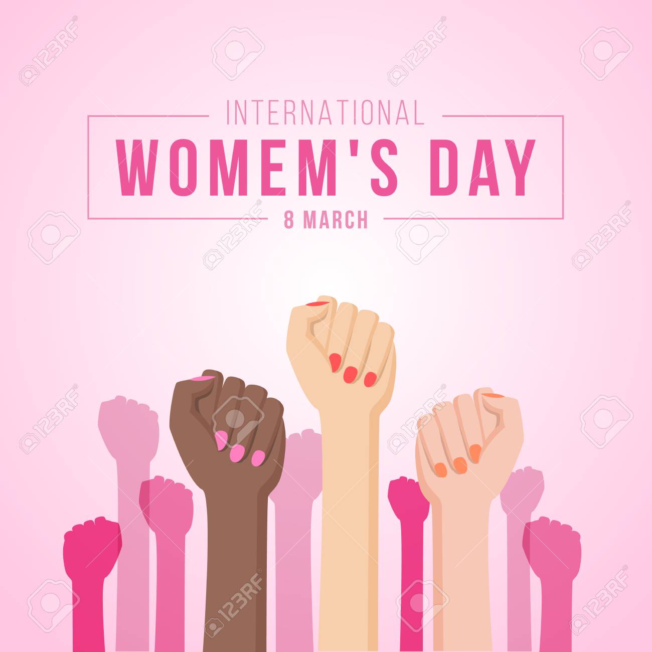 International women day with woman Fist hands.