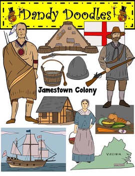 Jamestown Colony Clip Art by Dandy Doodles.