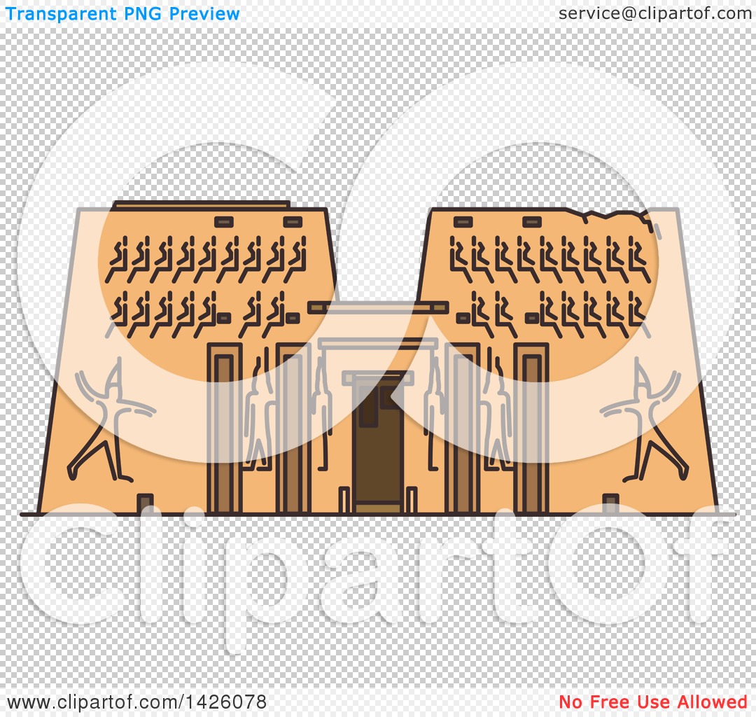 Clipart of a Line Drawing Styled Egyptian Landmark, Karnak Temple.