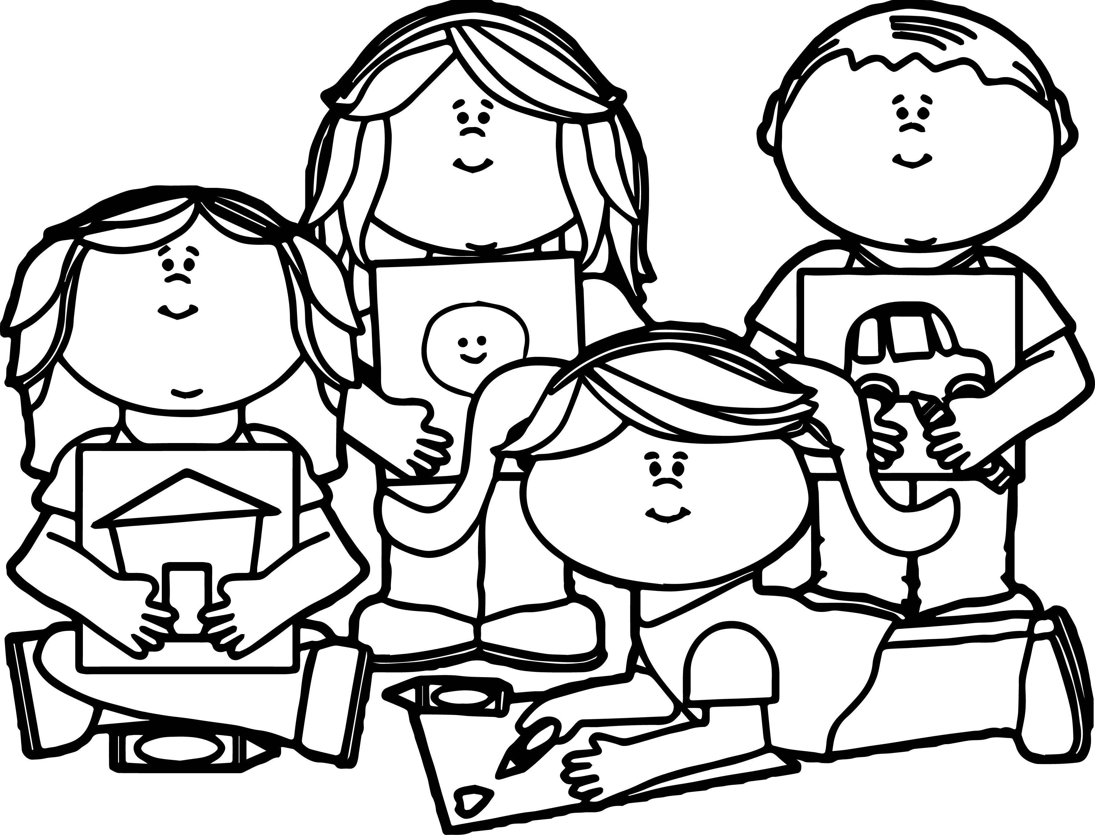 Collection of Kids coloring clipart.