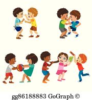 Kids Fighting Clip Art.