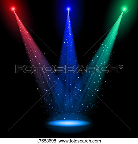 Clip Art of Three conical RGB shafts of light k7658698.