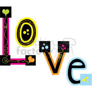 LOVE Hippie Word clipart. Royalty.