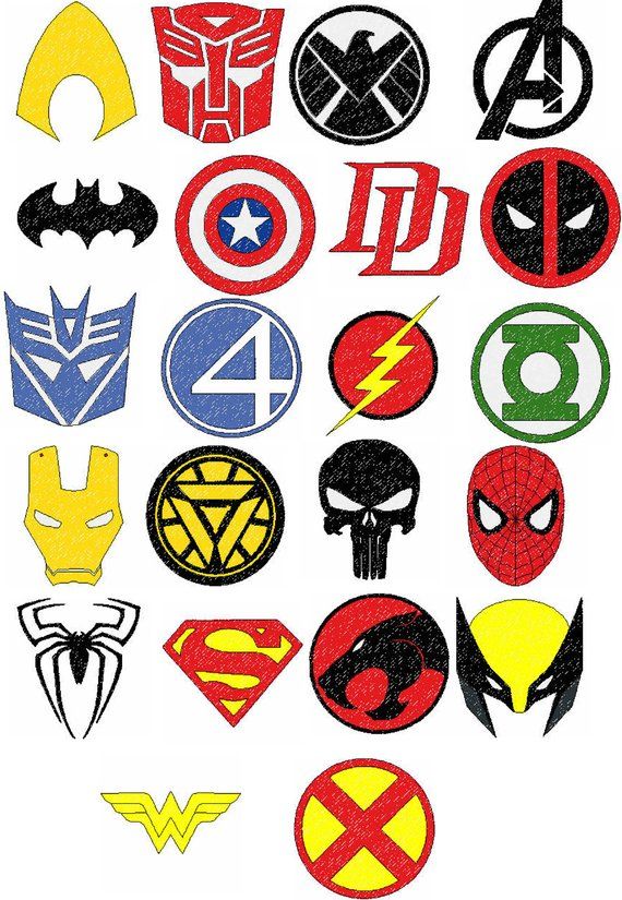 Super Hero Logos Embroidery Designs.