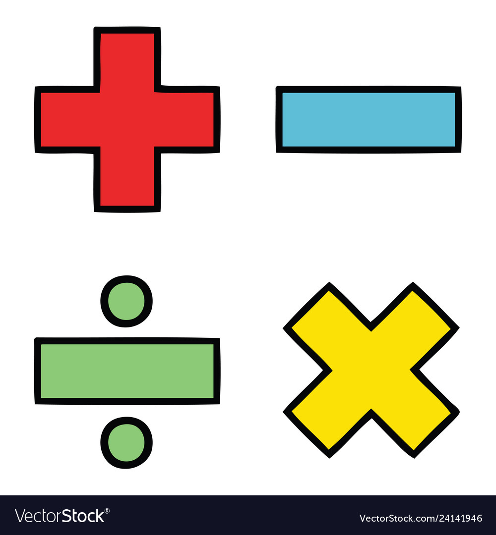 Cute cartoon math symbols.