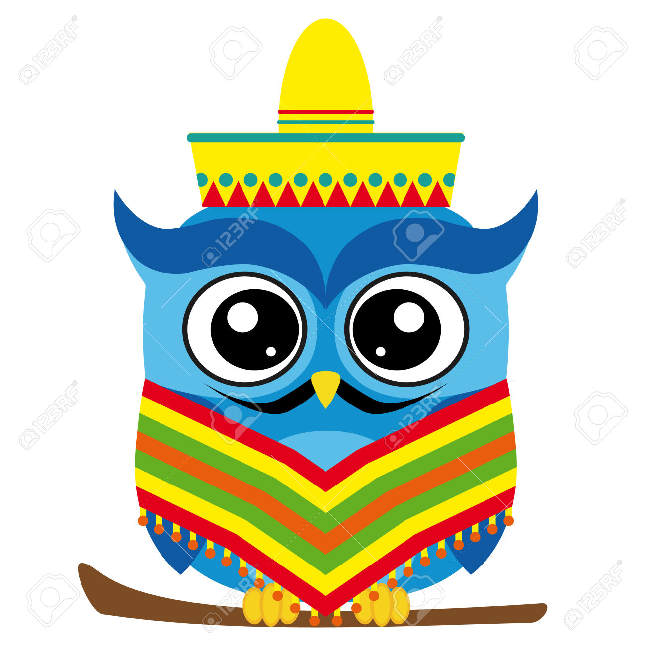 Funny Owl Cartoon Mexican Style Royalty Free Cliparts, Vectors.