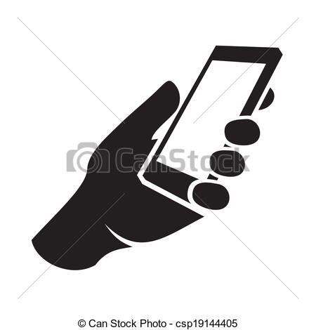 Vector Clipart of Mobile phone in hand icon. Vector illustration.