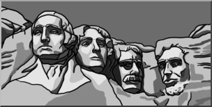 Clip Art: Mt. Rushmore Grayscale I abcteach.com.