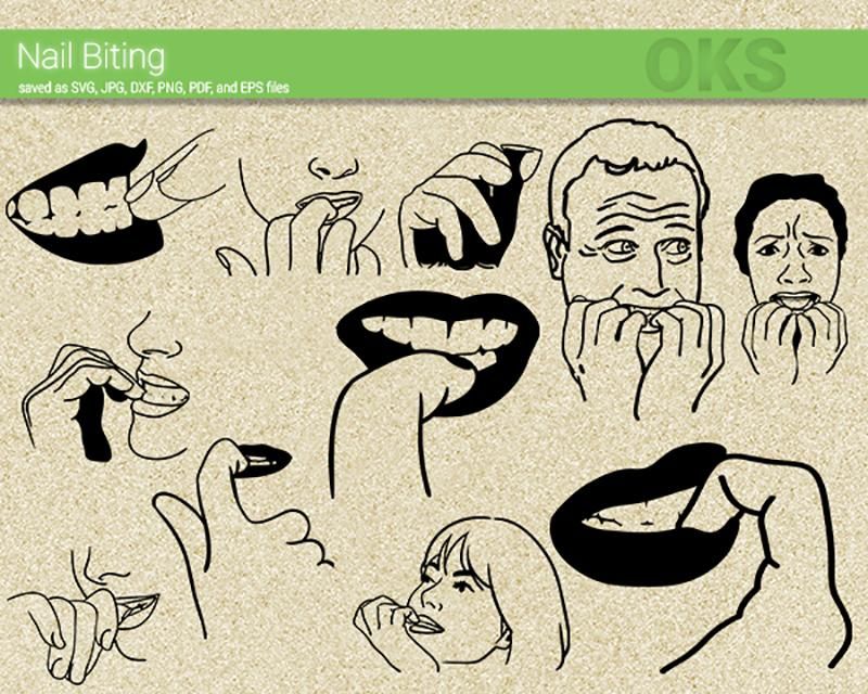 Nail Biting svg, dxf, vector, eps, clipart, cricut, download.