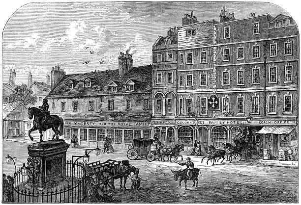 Hand Drawn Illustration Of Old Northumberland House Clip Art.