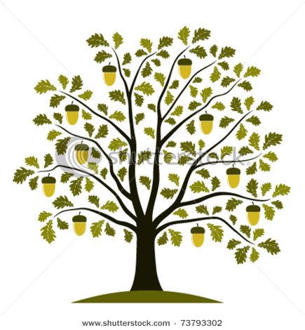 Oak tree with heart clipart.