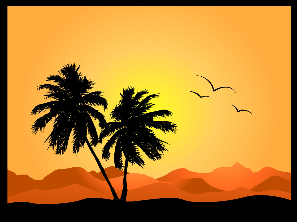 Desert Oasis Clipart Black And White.